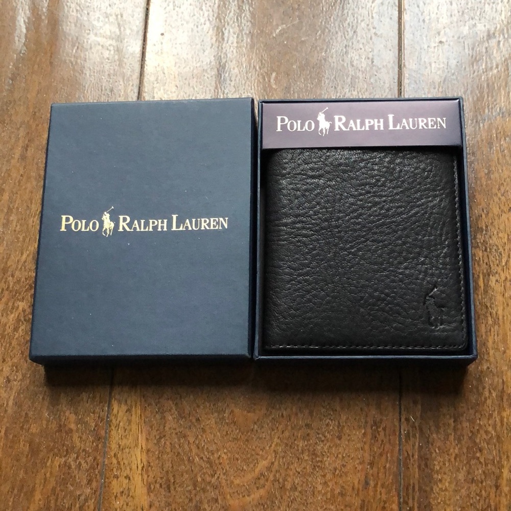 Polo Ralph Lauren black leather men’s trifold wallet
